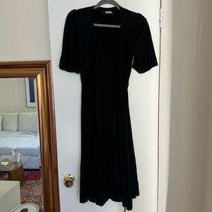 Reformation Black Jersey Wrap Dress